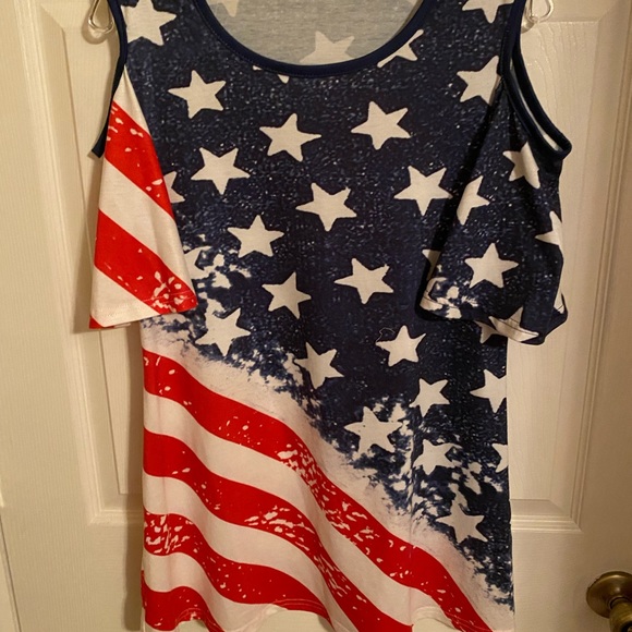 Tops Flag Fashionable Shirt With Cut Out Shoulders Poshmark
